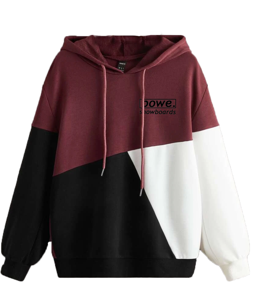 Maroon Black Color Block Hoodie Women s